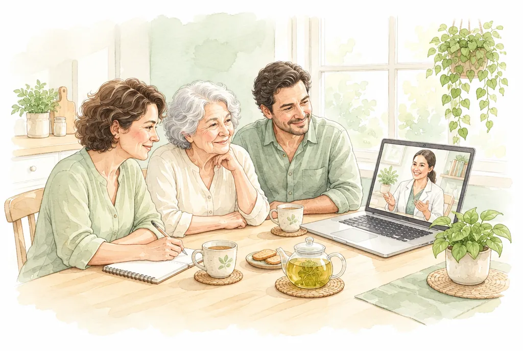 Familia en videoconsulta con su nutrióloga desde casa