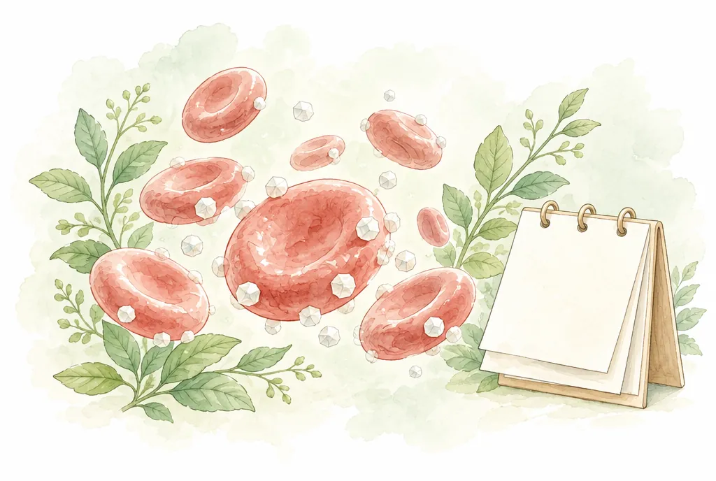 Ilustración de glóbulos rojos con glucosa adherida