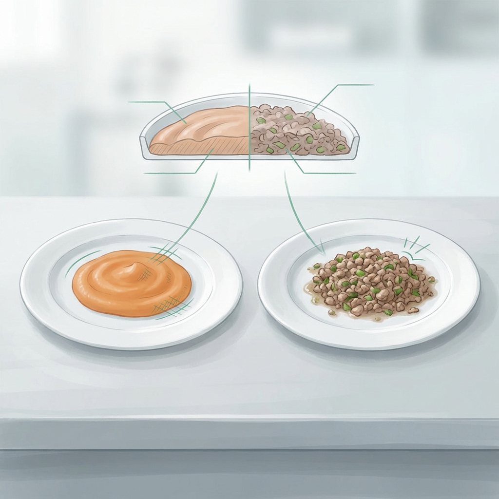Comparativa de texturas seguras IDDSI para disfagia