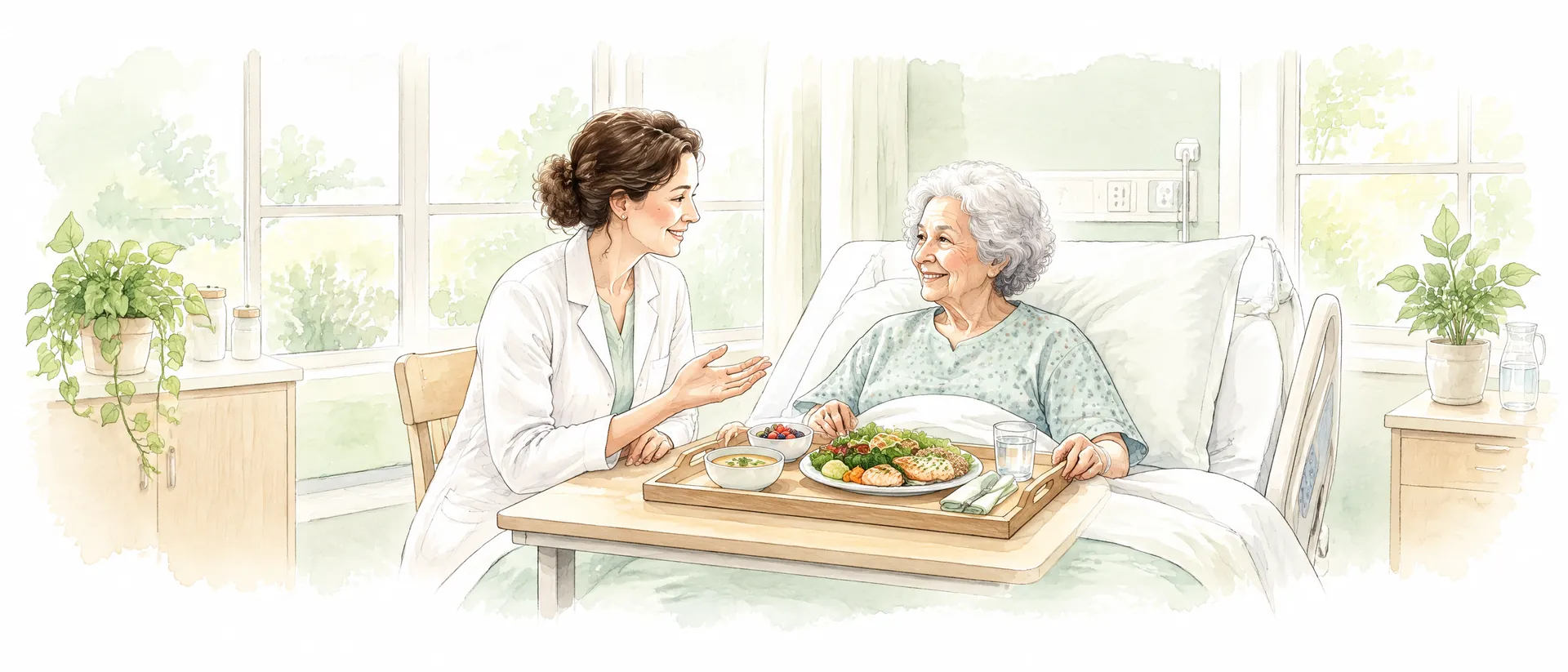 Nutricionista clínica brindando atención especializada en hospital